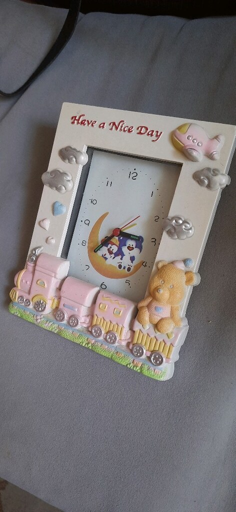 Pembe çok güzel çerçeveli çocuk odası duvar saati - 2