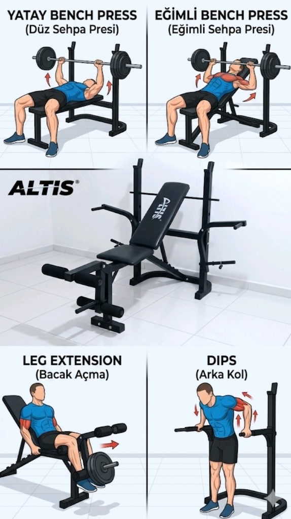 Altis BNCH-01 Fonksiyonel Ağırlık Sehpası (Adrese Teslim ve Kurulum - 3