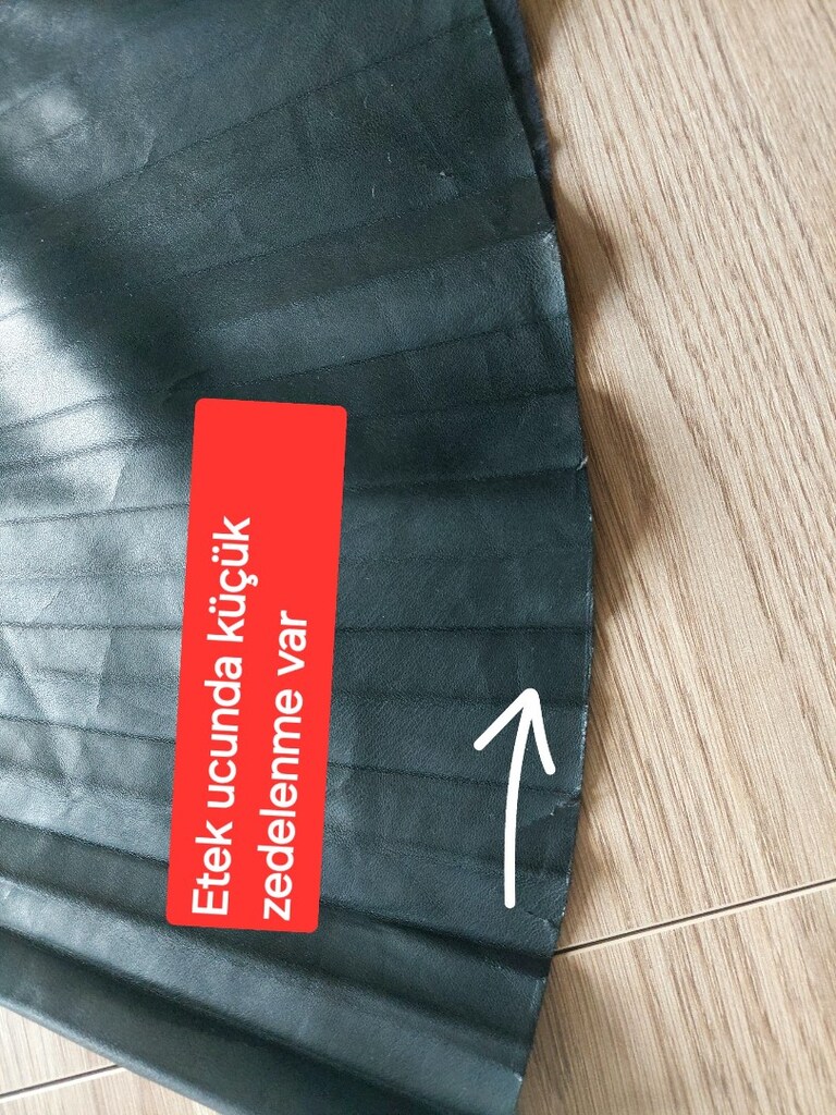 H&M deri görünüm çıtçıtlı yelpaze etek - 8