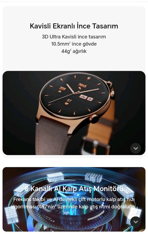 HONOR Saat GS 3D Kavisli Amoled Ekran Çelik 4GB GPS Barometre 14 gün p - 2