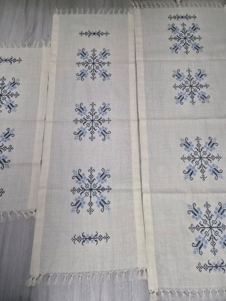 Linen kumaş el işi etamin salon takımı - 4