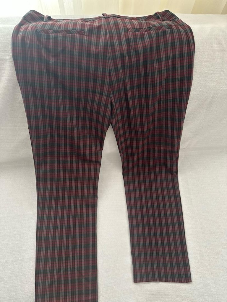 Kırmızı Siyah Ekose Düz Paça Pantolon