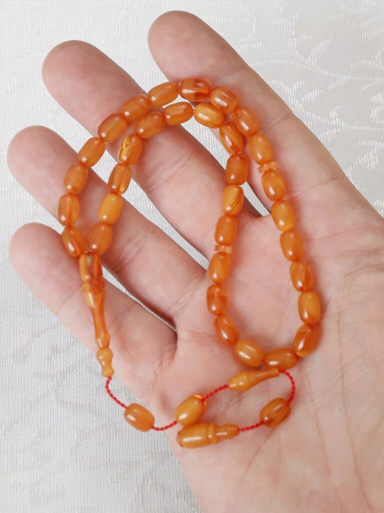 ufak kesim sıkma kehribar tesbih - 6