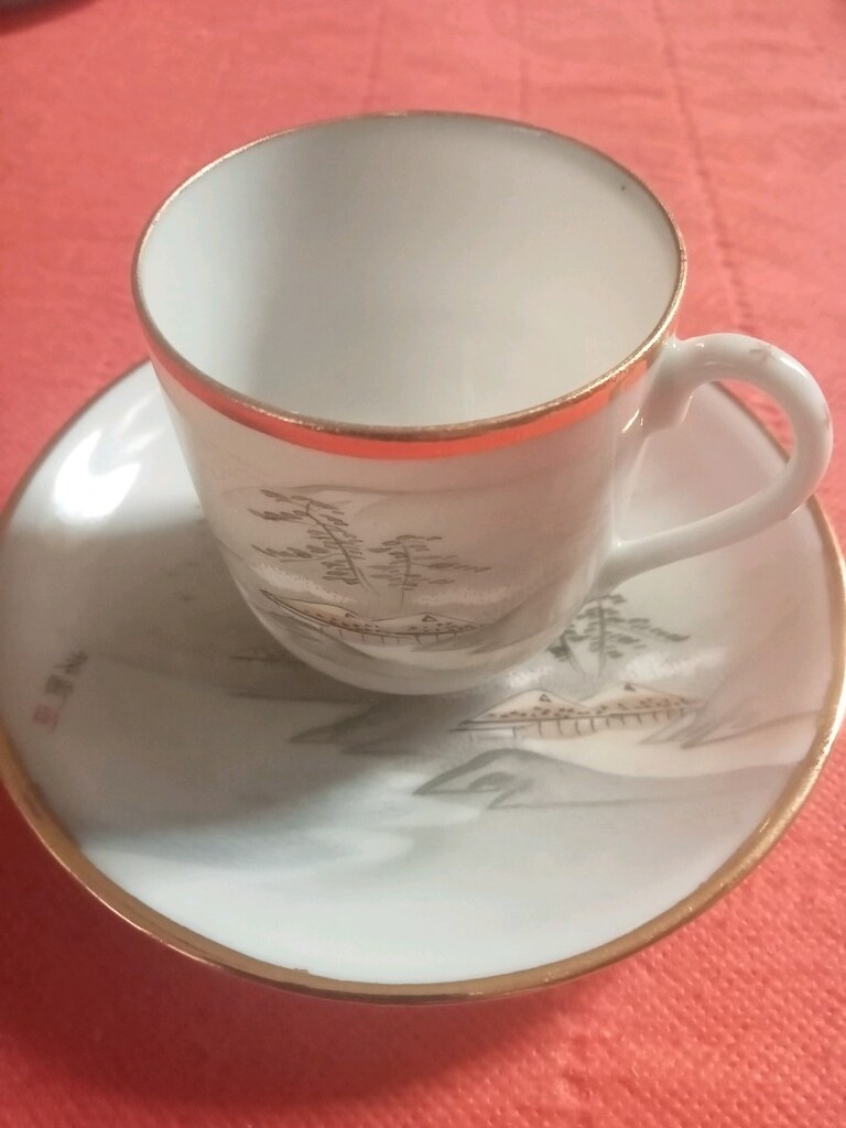 Japon damgalı kağıt porselen fincan - 2