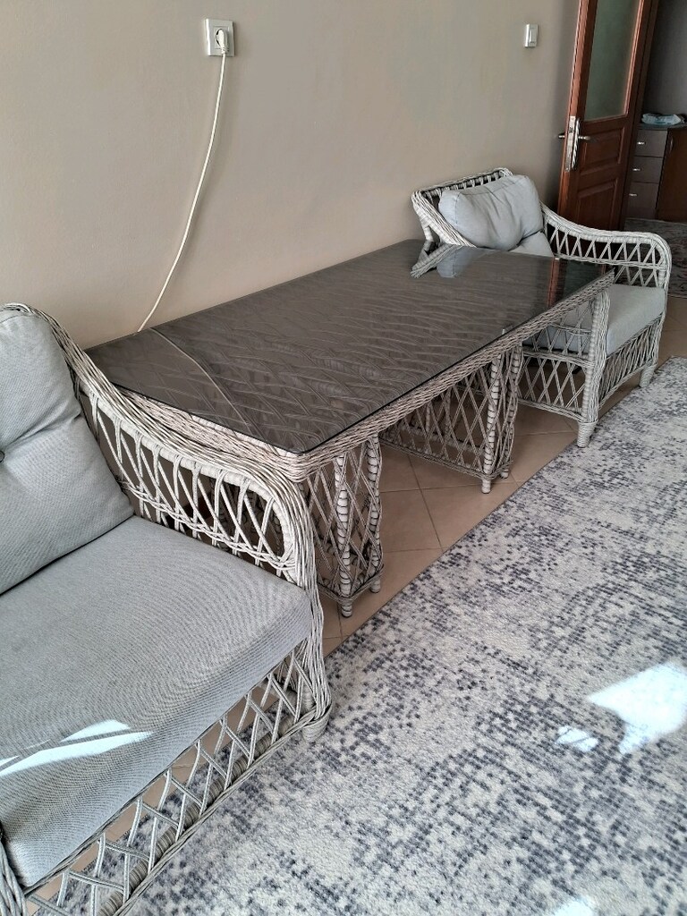 Rattan 3+1+1+masa bahçe balkon mobilyası(masa80-150)beş kişilik - 4