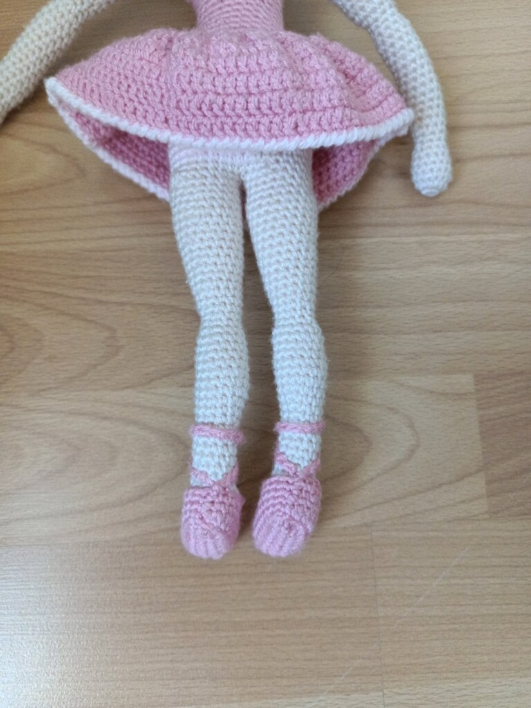 Pembe Tüllü Amigurumi Balerin Bebek - 6