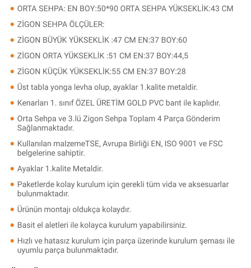 Gold Kare Beyaz Model 3 lü Zigon Sehpa ve Orta Sehpa - 2