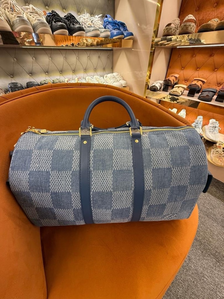 Louis Vuitton Damier Denim Keepall Çanta - 7