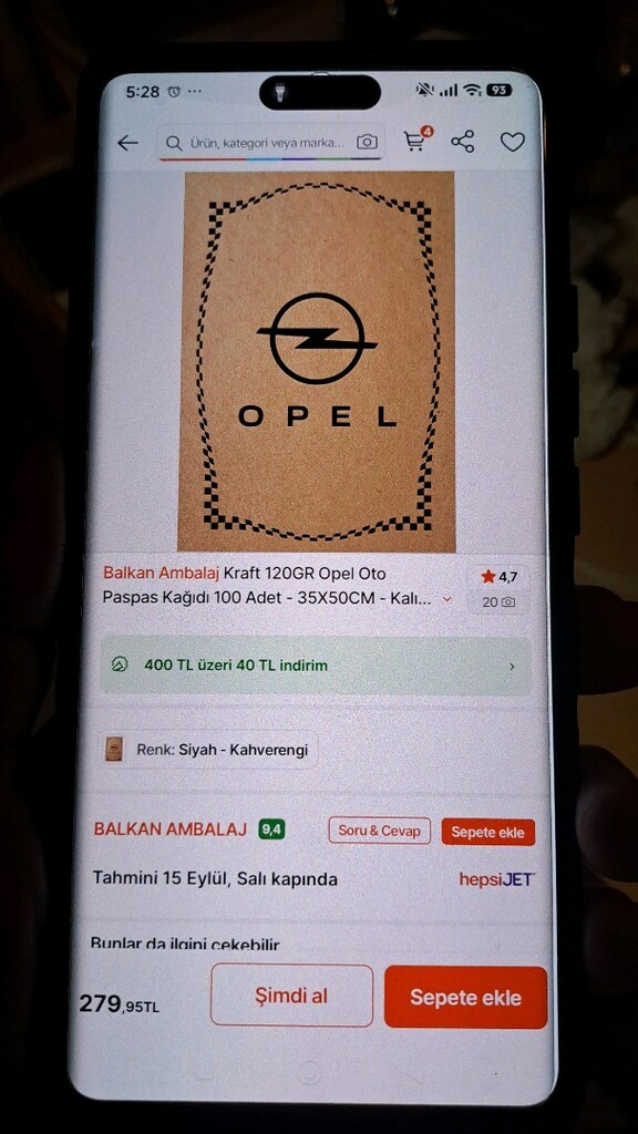 Opel oto paspas kağıdı - 2
