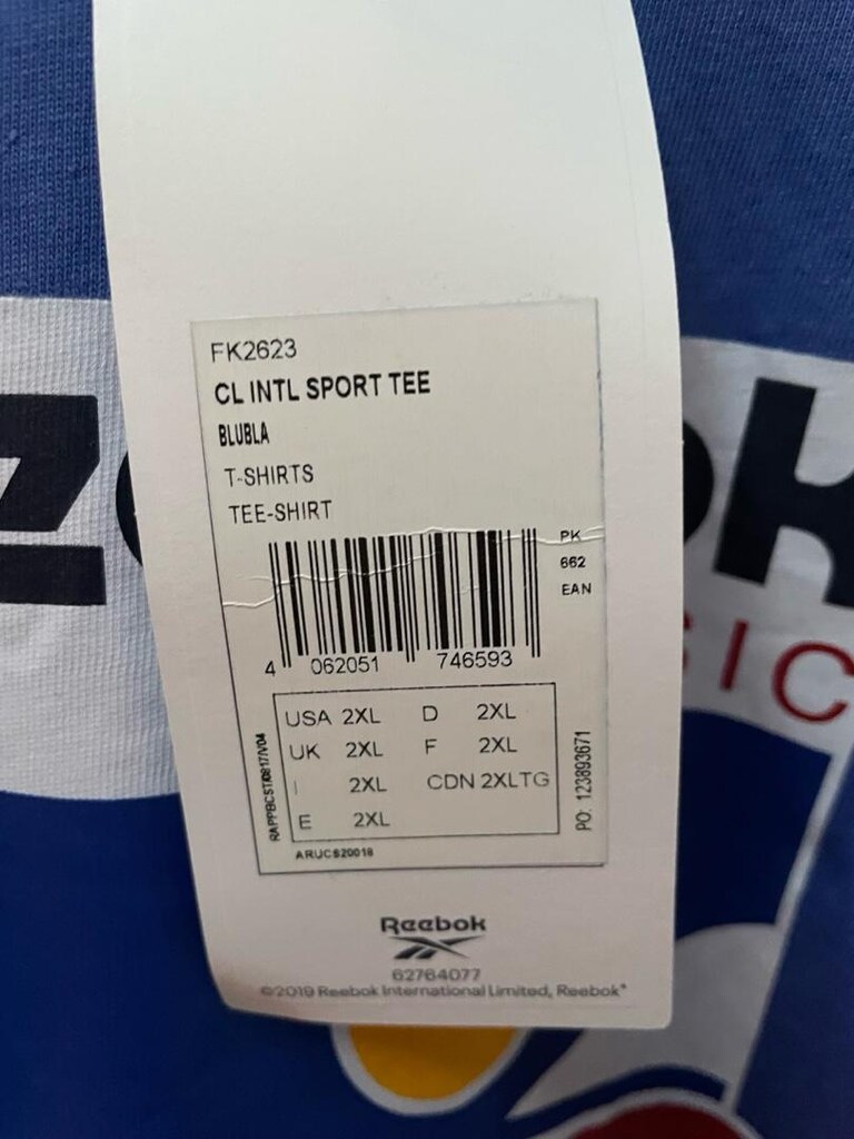 reebok mavi tişort 2xl sıfır etiketi üstünde orginal - 4
