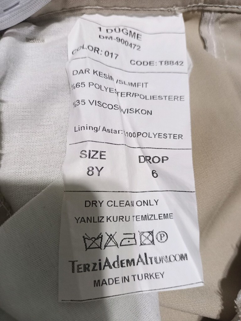8-9 YAŞ slim fit sivri yaka ceket pantolon çocuk smokin set Bej - 5