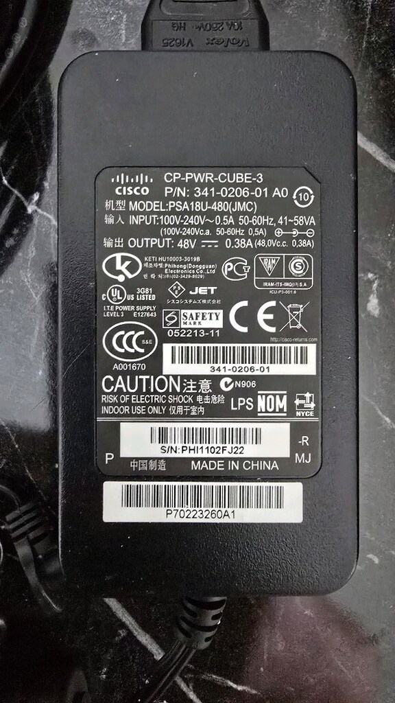 Cisco CP-PWR-CUBE-3 48 Volt Cisco IP Telefon Adaptörü - 2