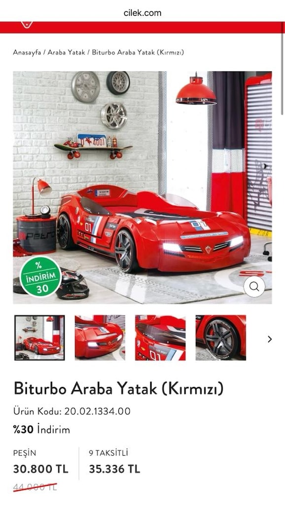 Çilek marka ışıklı sesli Araba Yatak - 3