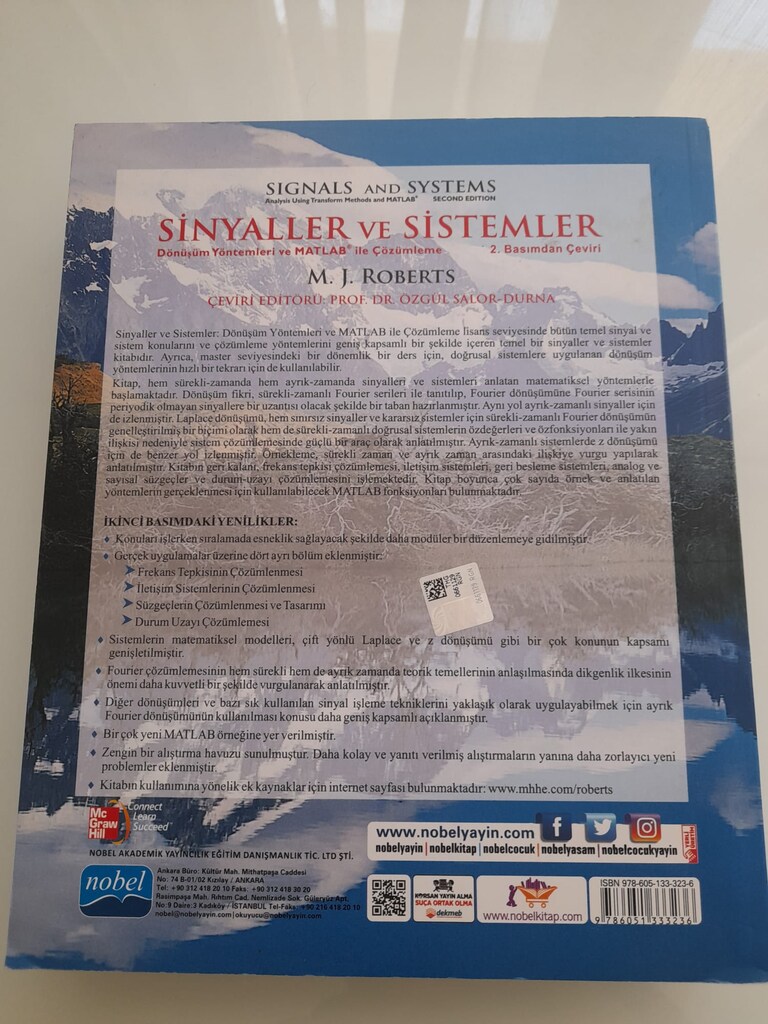 SİNYALLER VE SİSTEMLER DÖNÜŞÜM YÖNTEMLERİ VE MATLAB KİTABI 300TL - 2