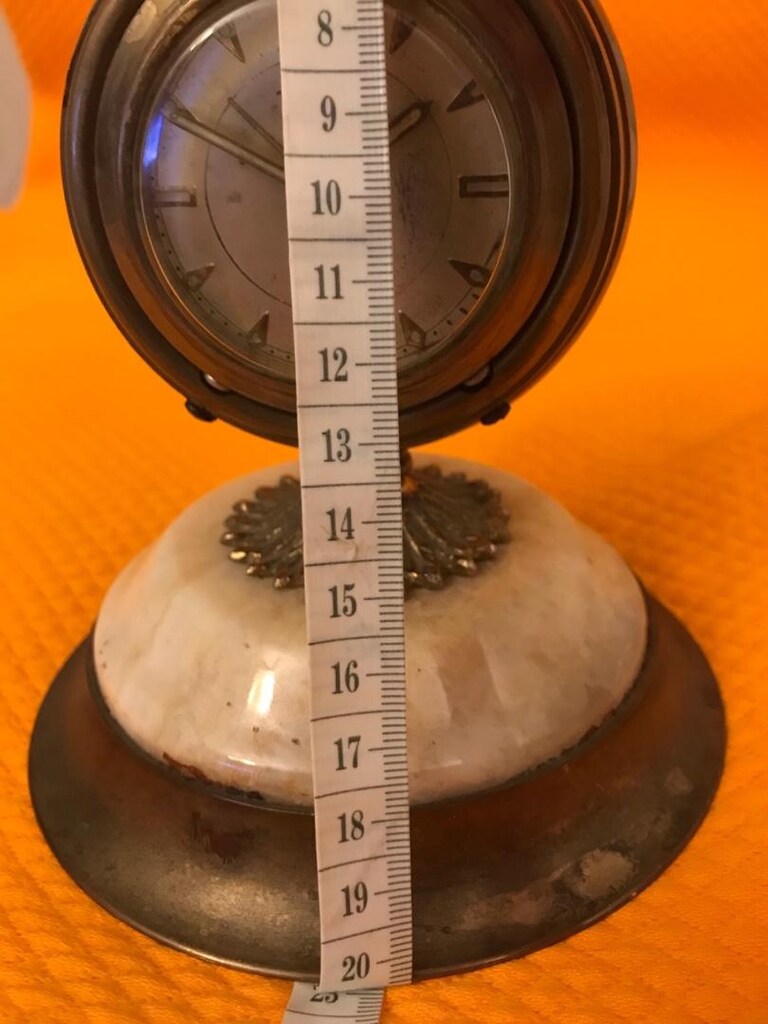 vintage monolog pirinç ve mermer karışımı masa üstü Alman üretimi saat - 8