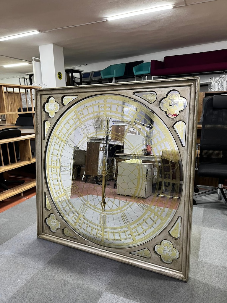 KLAS OFİS PENDİK 124x124 İTHAL GOLD AYNALI DEV DUVAR SAATİ - 3