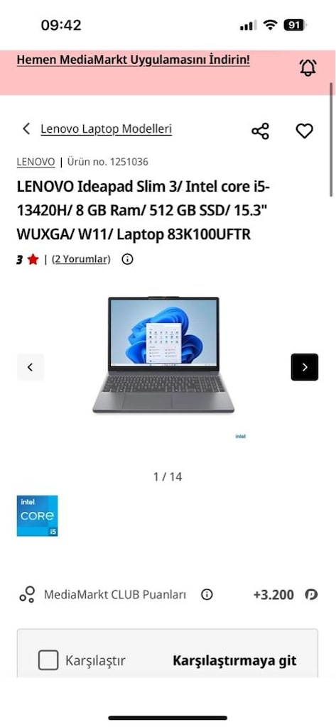 LENOVO LAPTOP ideapad slim 3 - 2
