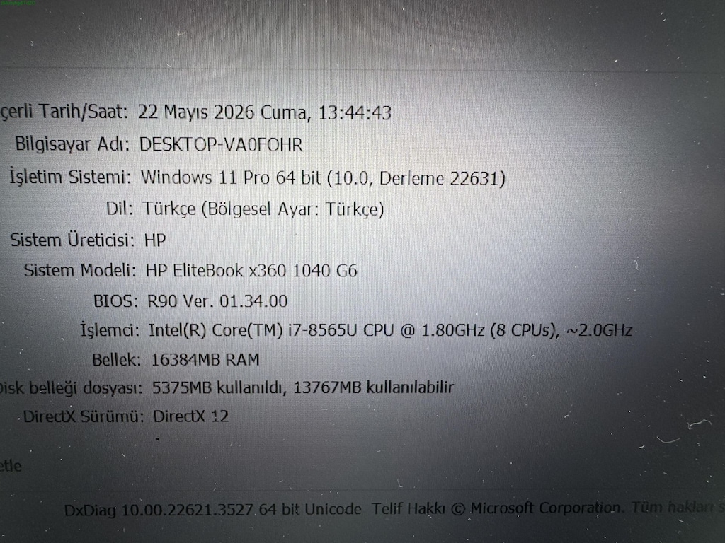 HP ELİTBOOK X360 İ7 8. NESİL 16 GB RAM 256 NVME - 7