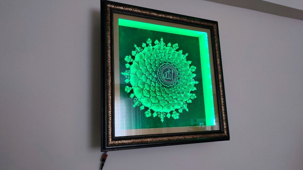 El Yapımı Rölyef Tablo - Allah'ın 99 İsmi (Esma-ül Hüsna) Rgb ledli - 2