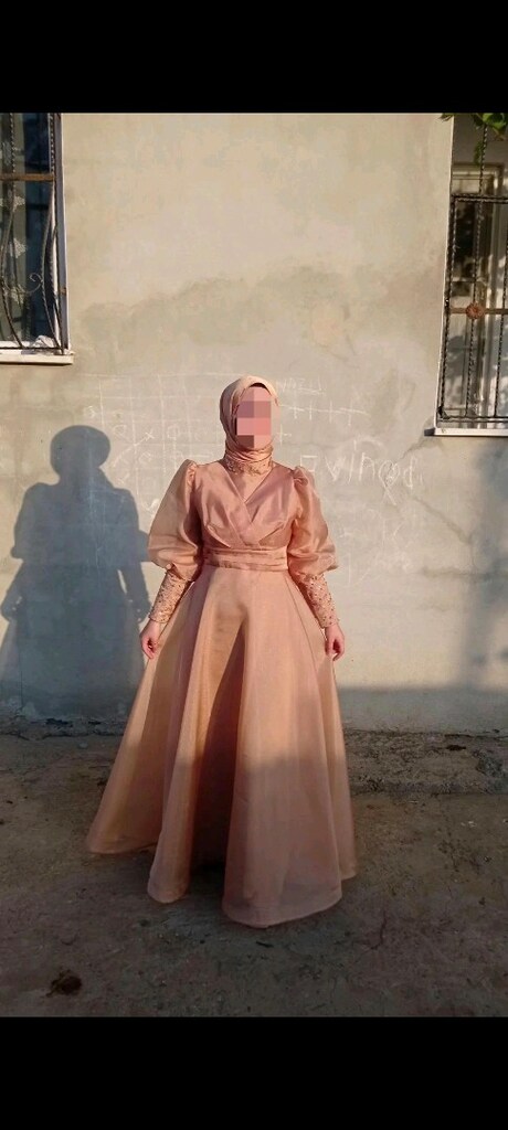 şık tesettür abiye ve iki metre şal - 2