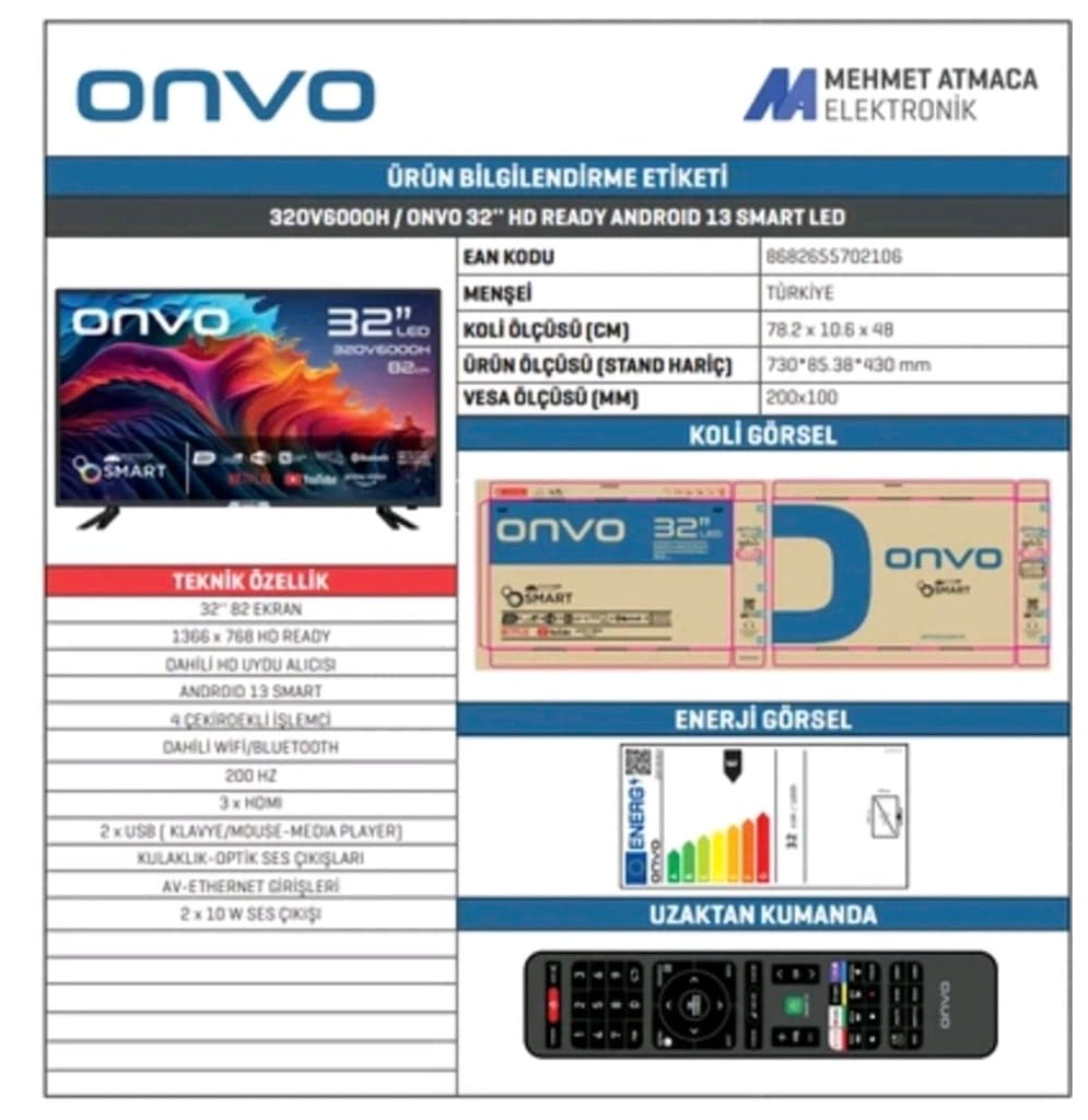 sıfır led televizyon onvo jelatinli kutusunda - 3