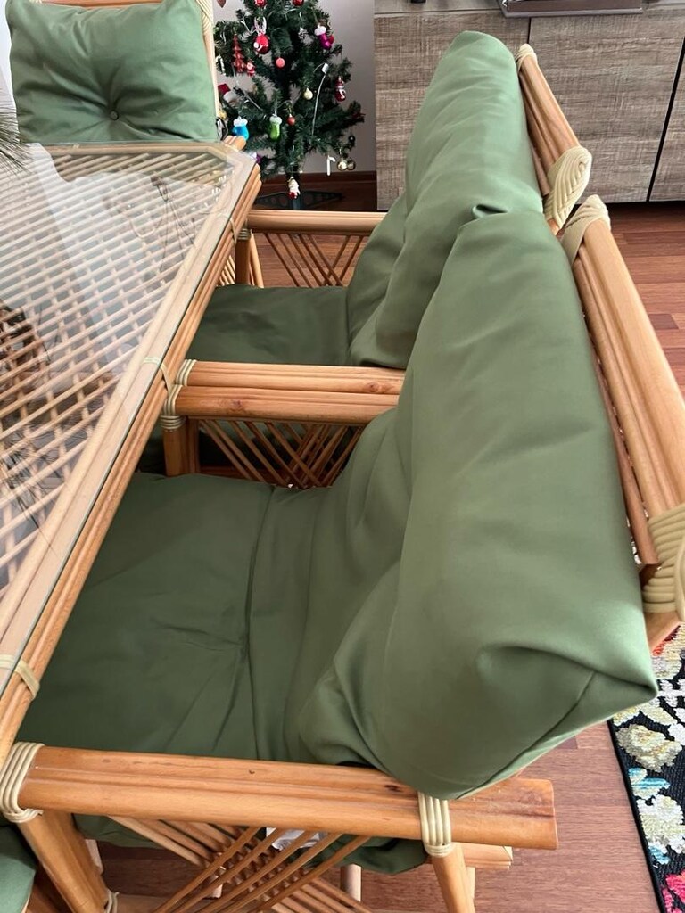 bambu yemek masası sandalyesi ve orta sehpası - 4