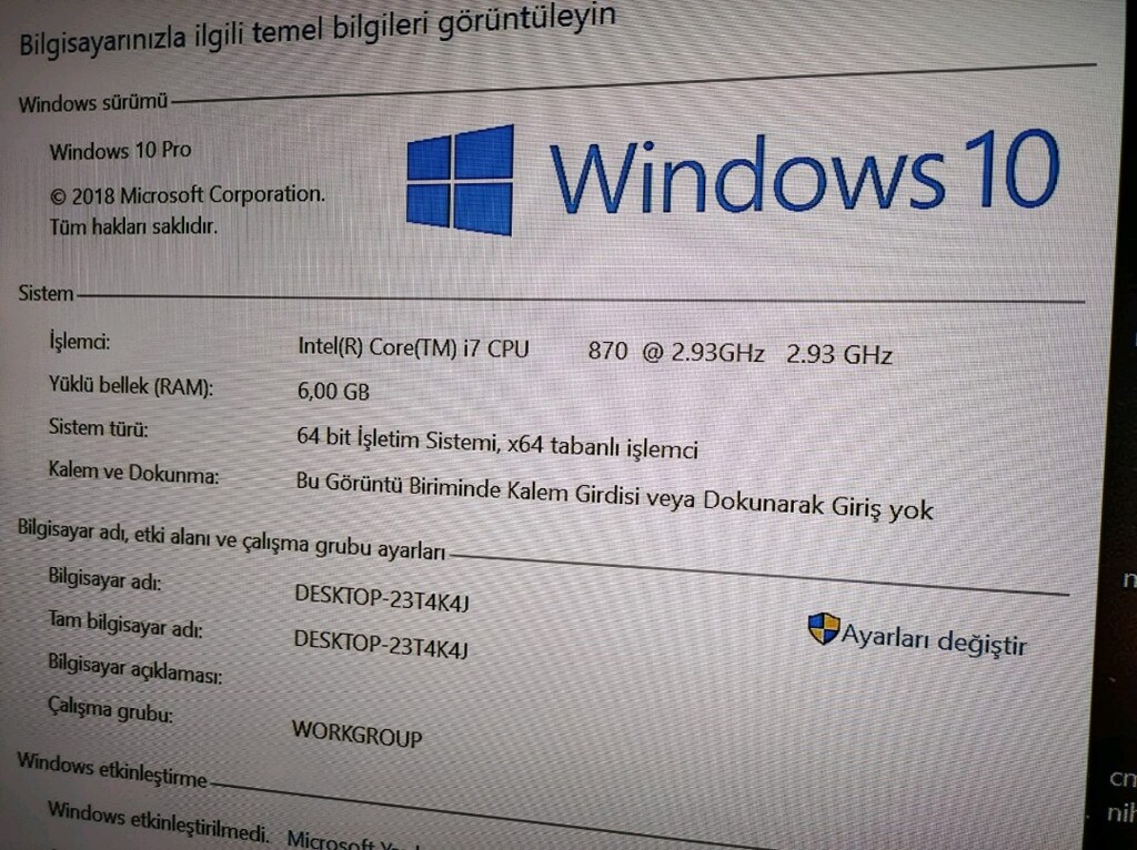 HP bilgisayar i7 - 4
