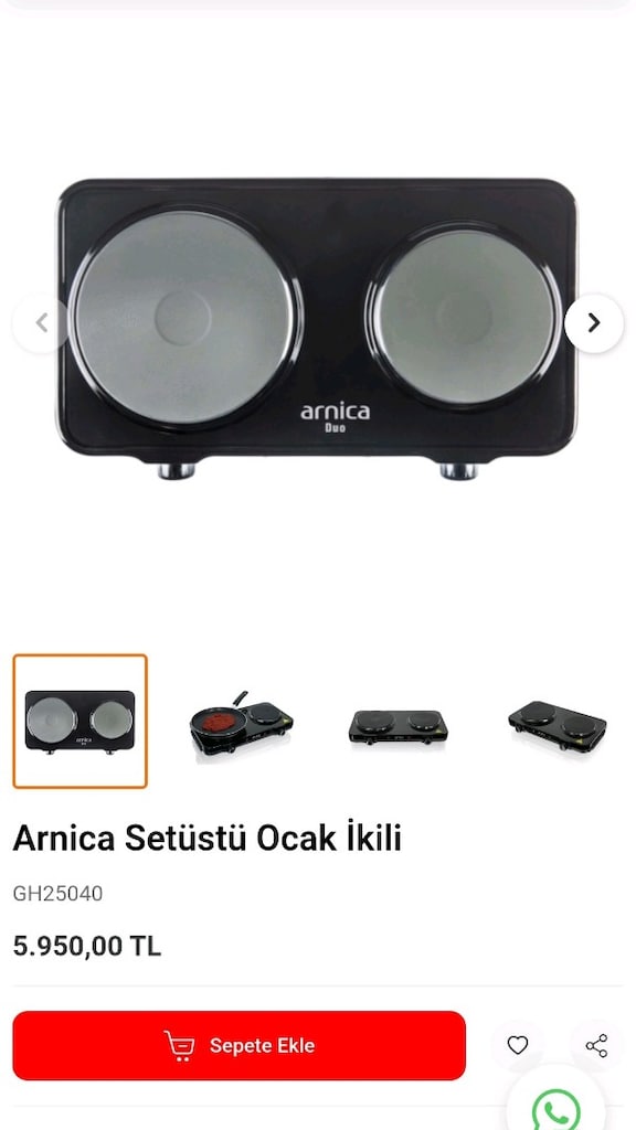 Arnica elektrikli ocak. 2 gözlü. Tertemiz hiçbir sıkıntısı yok. - 15