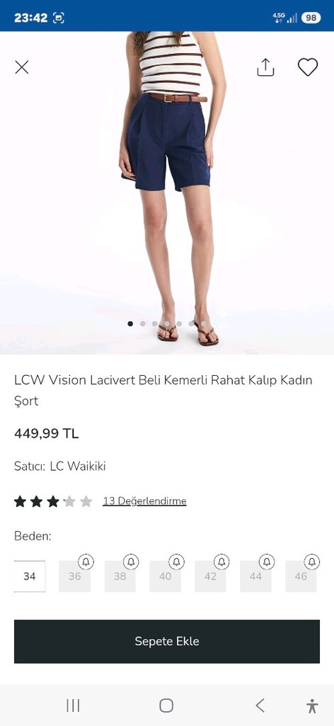 Sıfır LCW 44 Beden Vision beli kemerli rahat kalıp kadın şort - 8