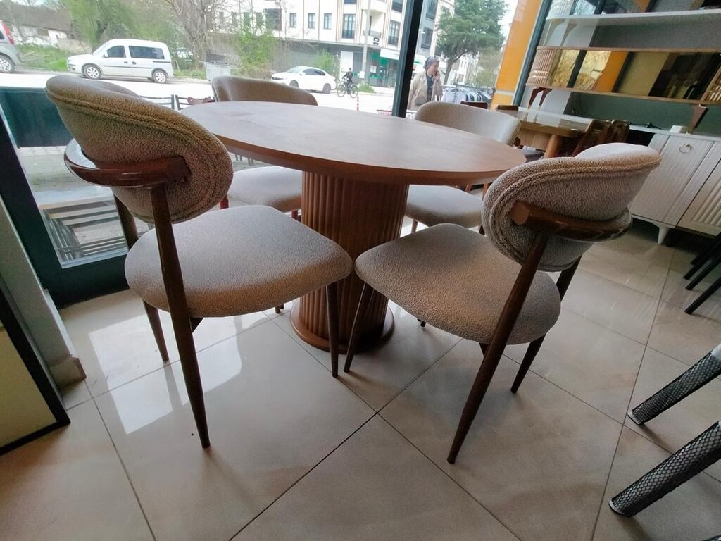 mdf bohem yuvarlak yemek masası takımı - 3