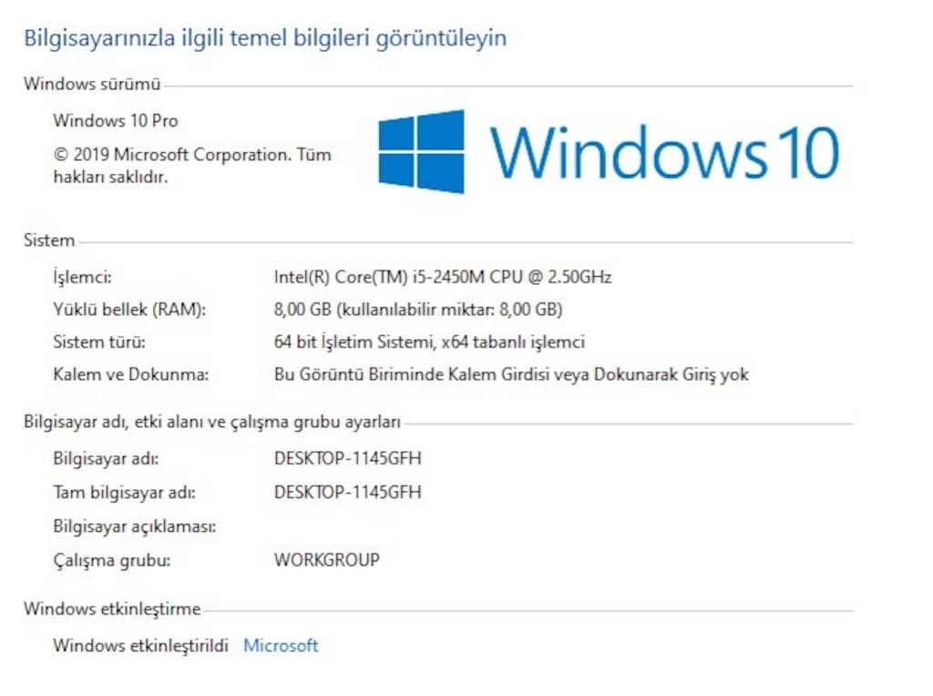 Tertemiz Metal Hızlı Asus i5 - Yeni PiL - 8gb RAM - SSD TurboDisk'li - 7