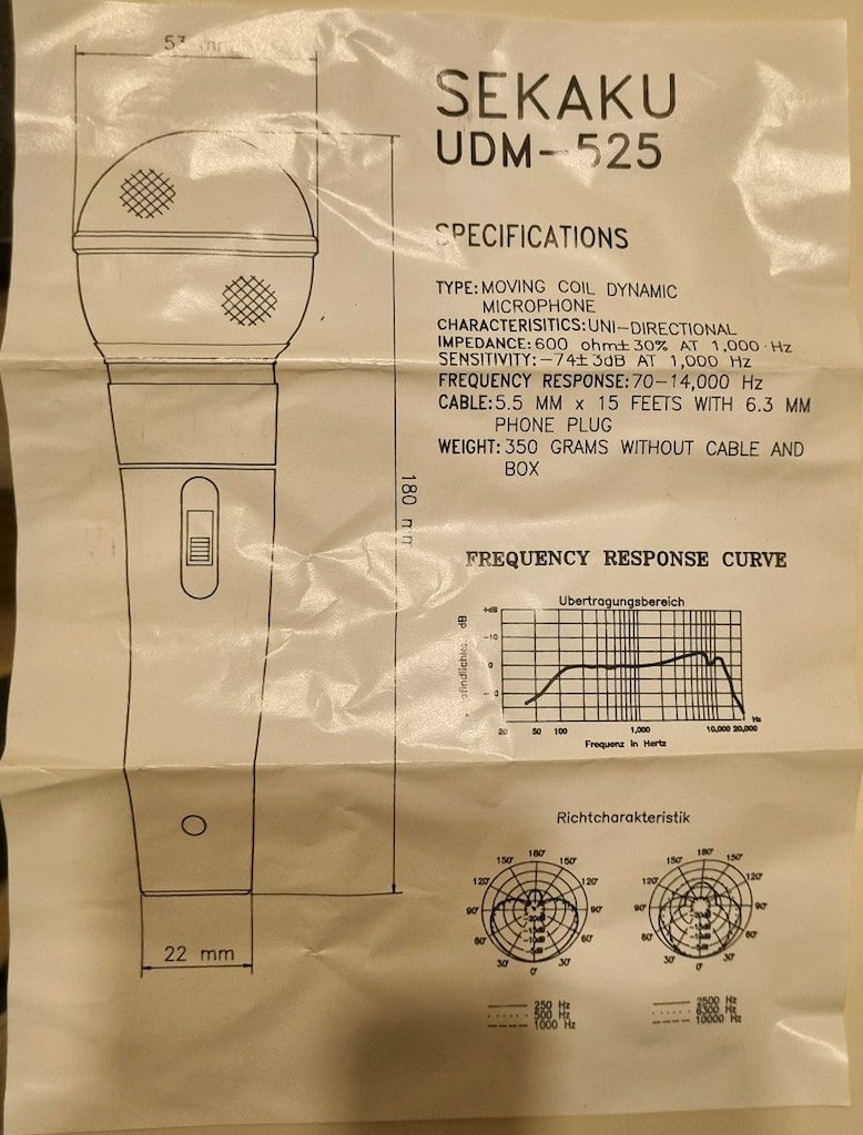 microfone, SEKAKU UDM-525, Mikrofon - 3