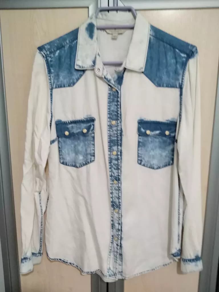 Çıtçıtlı kot gomlek bluz