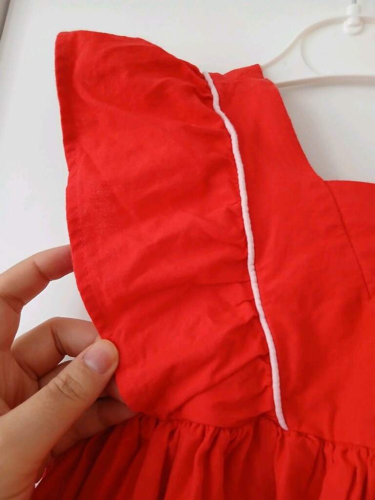 LCW Kırmızı Kare Yaka Keten Görünümlü Kız Çocuk Elbise(2 Yaş) - 6