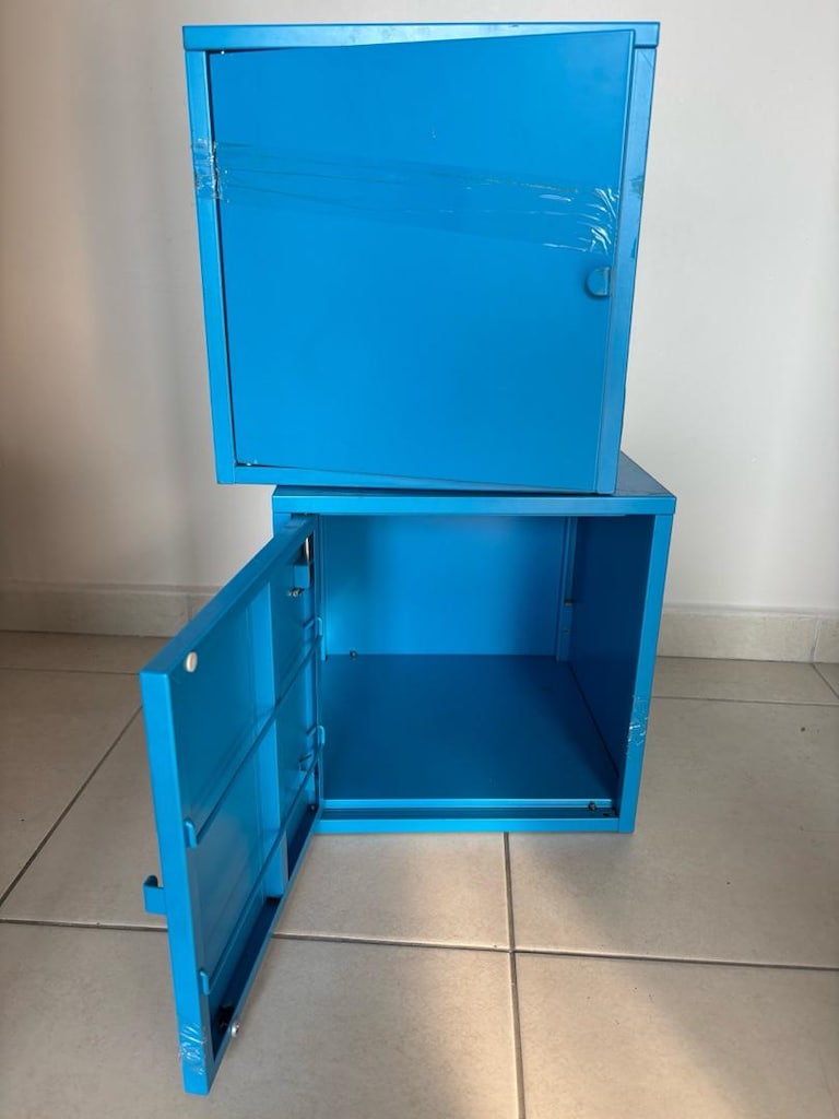 2 Adet Mavi Metal Küp Dolap / Komodin / Düzenleyici - 2