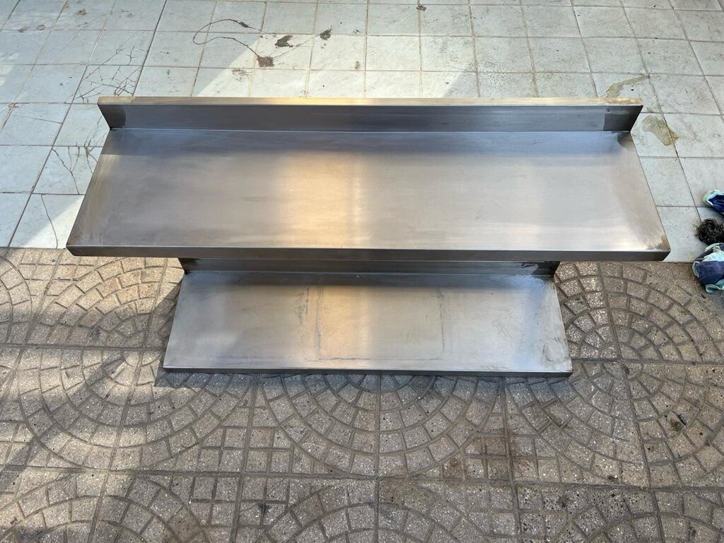 100x30 İKİ KATLI DUVAR RAFI 304 KROM PASLANMAZ - 2