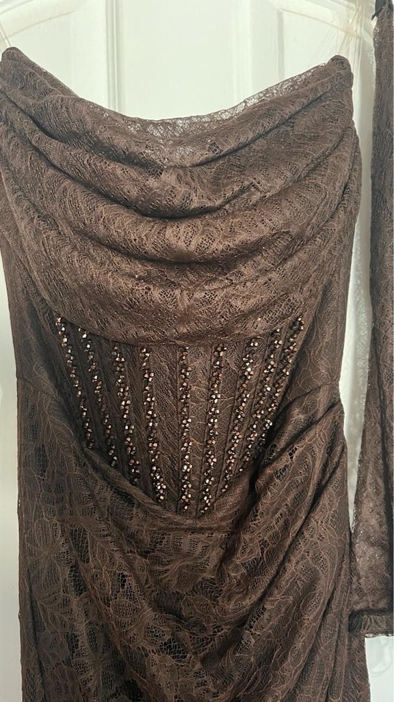 Vintage Tarzda Korseli Dantelli Abiye - 6