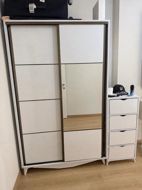 2 Kapılı Sürgülü Gardırop + Çekmeceli Dolap + 100 cm Çalışma Masası