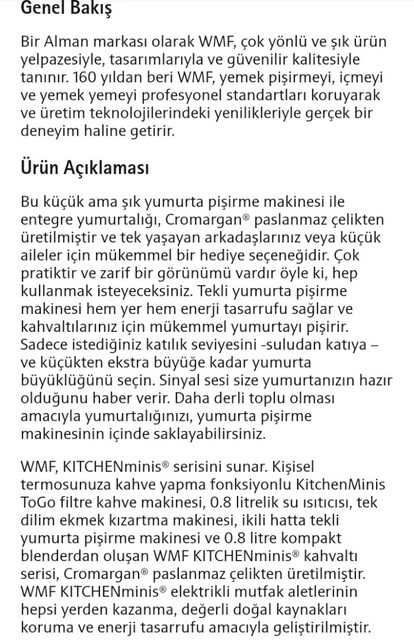 WMF tekli yumurta pişirme makinesi SIFIR