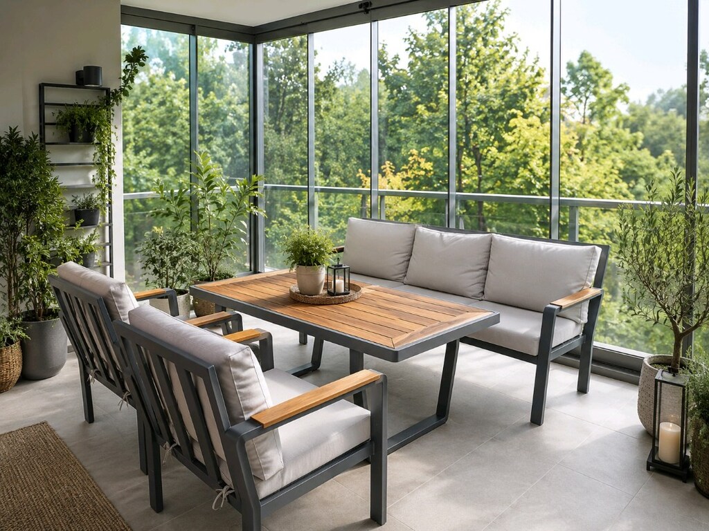 Terazzi paslanmaz bahçe balkon teras masa oturma takımı seti - 2
