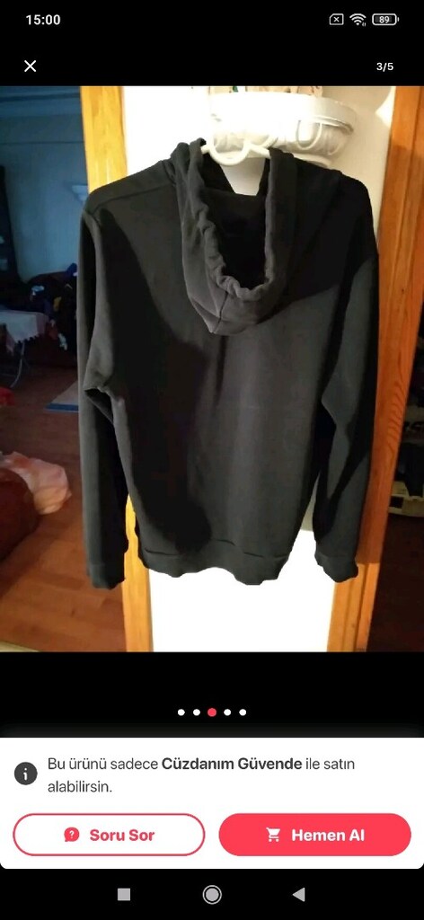 GS SWEATSHİRT KAPŞONLU SİYAH42/XL BEDEN - 3