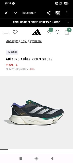 Adidas Adizero Adios Pro 3 Erkek Spor Ayakkabı