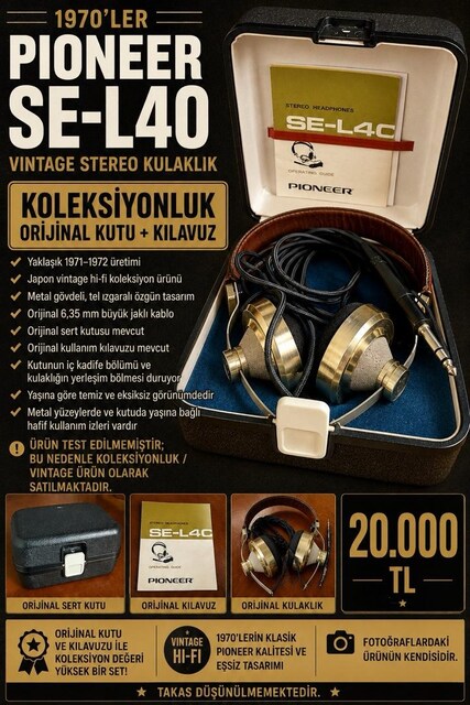 Pioneer kulaklık. 1970 lerden. Vintage SE-L 40
