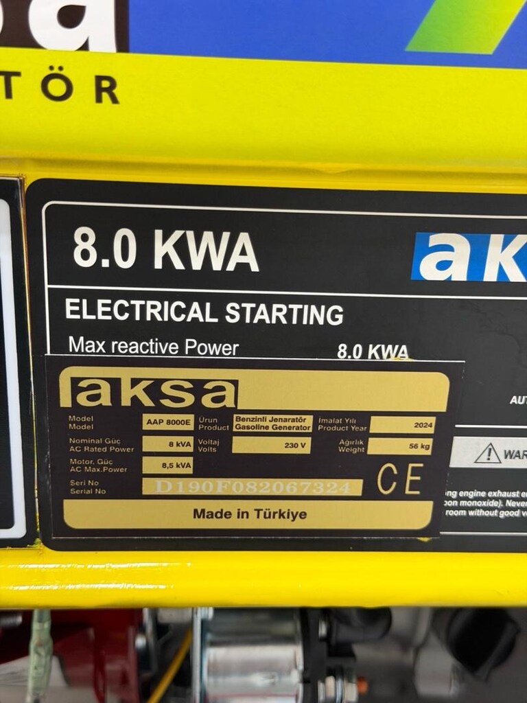 AKSA SIFIR 8KW JENERATÖR BENZİNLİ - 3