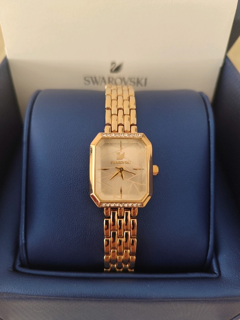 Swarovski Taşlı Gold Kasa Saat - 3