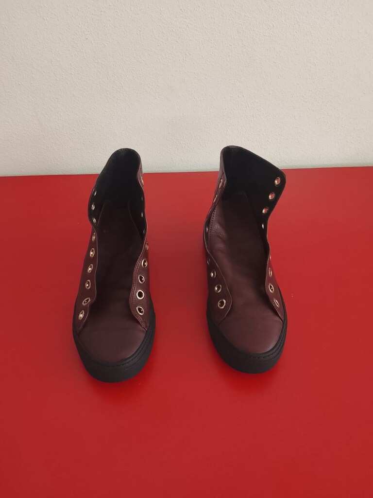 Gucci Hakiki Deri Bilekli Sneaker / Bot - Bordo (Orijinal / Temiz) - 5