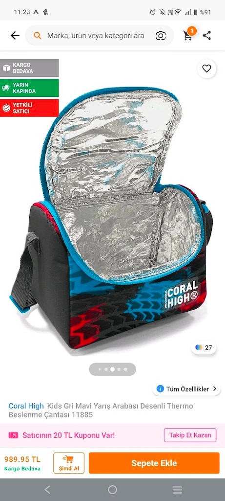 Coral high beslenme çantası - 2