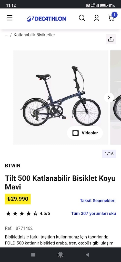BTWİN TILTY 500 serisi 20 jant katlanır SIFIRI 30 BİN TL. yarı fiyati - 13