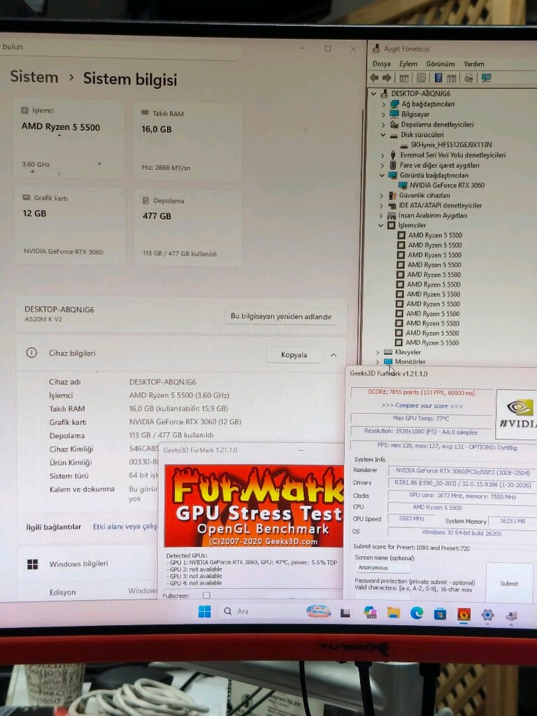 12GB RTX 3060 RYZEN 5500 16GB RAM 512 M2SSD 600W AKVARYUM OYUNCU KASA - 6