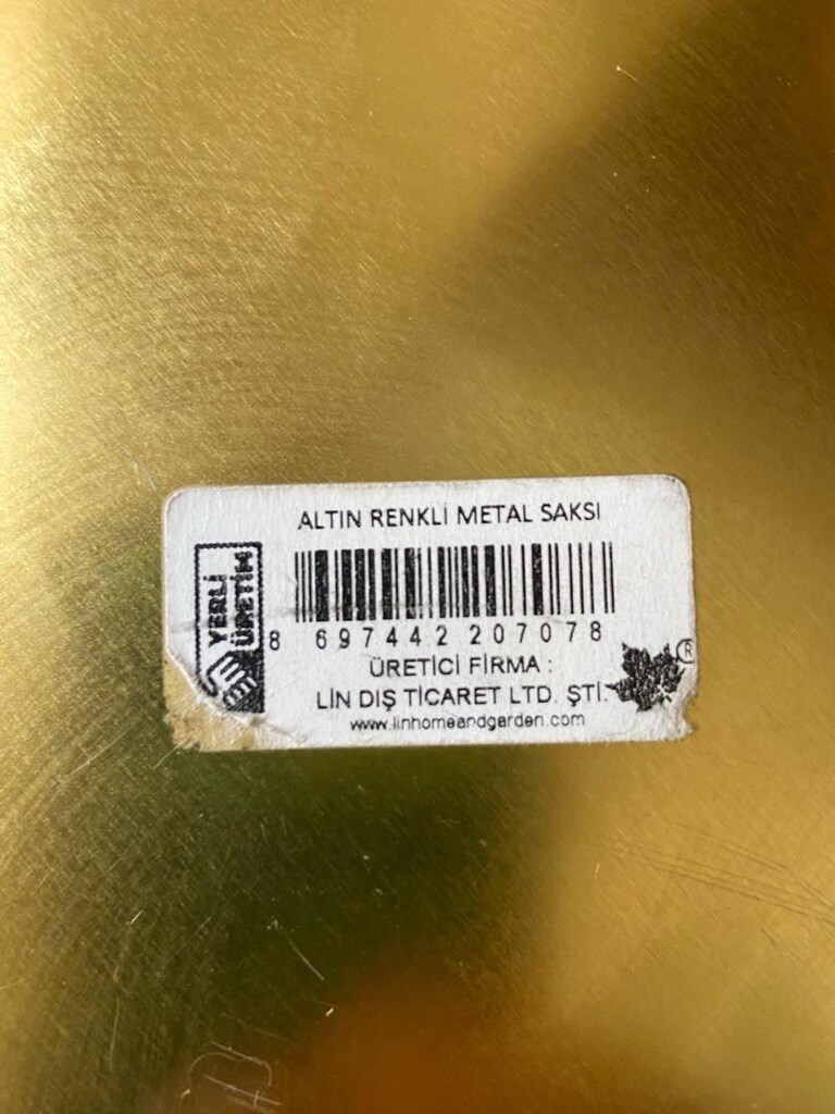 ALTIN RENKLİ METAL SAKSI 22cm - 3